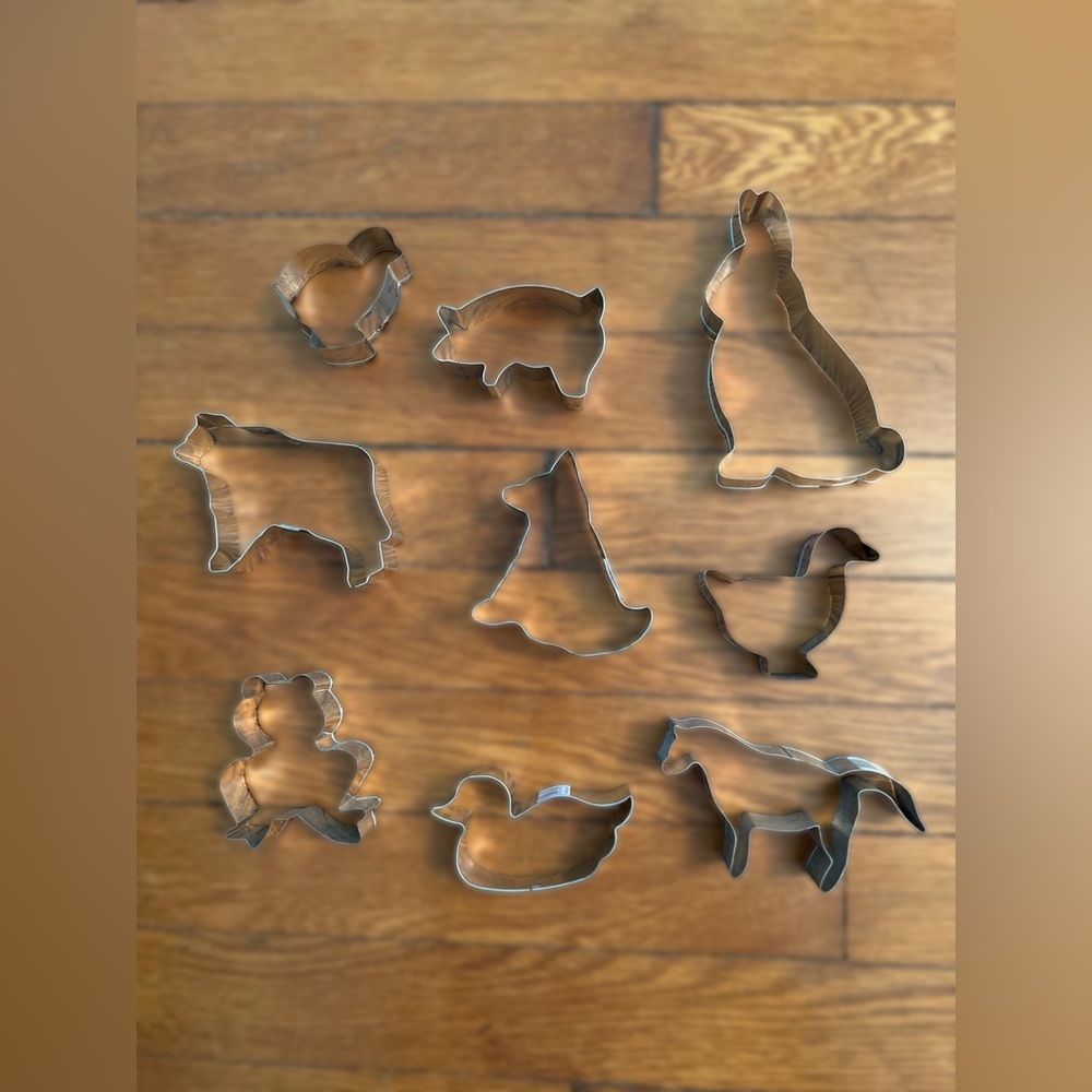 Vintage Stainless Steel Farm Animal Cookie Cutter Set (9 ct)